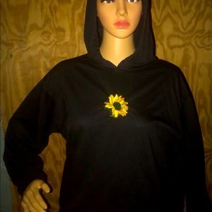Black hooded sweater